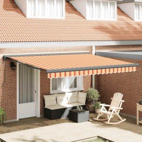 Toldo retráctil aluminio y tela amarillo y blanco 4,5x3 m Toldo retráctil aluminio y tela amarillo y blanco 4,5x3 m