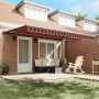 Toldo retráctil aluminio y tela naranja y marrón 4,5x3 m