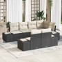 Conjunto de sofá de jardín 7 pcs Negro y crema Poliratán