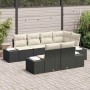Conjunto de sofá de jardín 7 pcs Negro y crema Poliratán