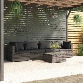 Set de sofás de jardín 5 piezas y cojines ratán sintético gris by vidaXL, Garden sets - Ref: Foro24-3101437, Price: 485,09 €,...