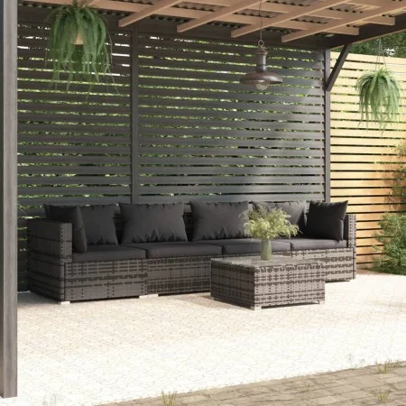 5-teiliges Gartensofa-Set mit grauen Polstern aus synthetischem Rattan. von vidaXL, Gartensets - Ref: Foro24-3101437, Preis: ...