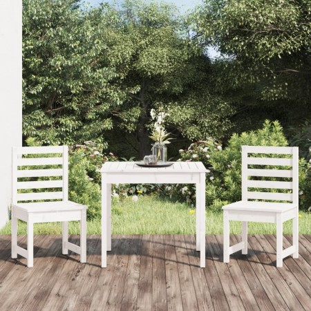 Mesa y sillas de jardín 3 piezas madera maciza de pino blanco en Conjuntos de jardín | Comprar online en Foro24