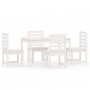 Juego de comedor de jardín 5 piezas madera maciza pino blanco