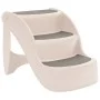 Folding dog ladder 3 steps cream plastic 50x38x38cm by vidaXL, Pet Steps and Ramps - Ref: Foro24-152233, Price: 53,47 €, Disc...