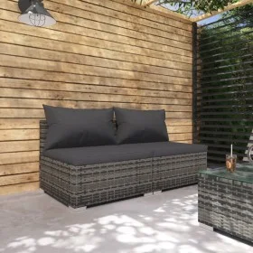 2-piece garden furniture set and gray synthetic rattan cushions by vidaXL, Garden sets - Ref: Foro24-3101397, Price: 166,22 €...