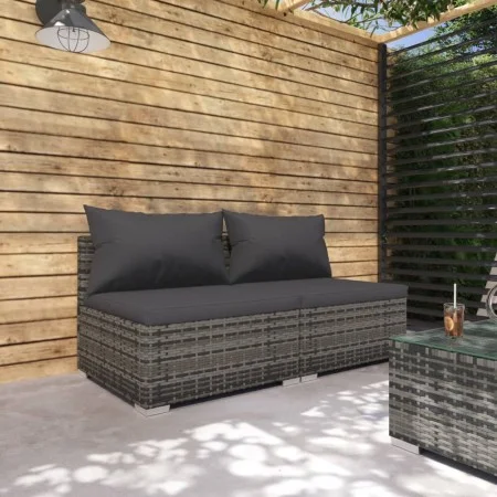 2-teiliges Gartenmöbel-Set und graue synthetische Rattankissen von vidaXL, Gartensets - Ref: Foro24-3101397, Preis: 166,22 €,...