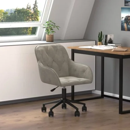 Silla de oficina giratoria de terciopelo gris claro de vidaXL, Sillas de oficina - Ref: Foro24-344867, Precio: 80,66 €, Descu...