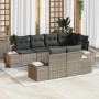 Conjunto de sofá de jardín con cojín 7 pcs Gris Poliratán