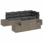 Conjunto de sofá de jardín con cojín 7 pcs Gris Poliratán
