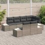 Conjunto de sofá de jardín con cojín 7 pcs Gris Poliratán