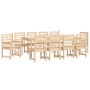 Juego de comedor de jardín 11 piezas madera maciza de pino
