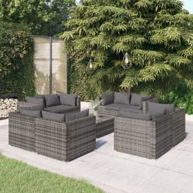9-piece garden furniture set and gray synthetic rattan cushions by vidaXL, Garden sets - Ref: Foro24-3101565, Price: 1,00 €, ...