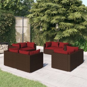 Set of 8-piece garden sofas and brown synthetic rattan cushions by vidaXL, Garden sets - Ref: Foro24-3101555, Price: 848,65 €...