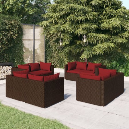 Set of 8-piece garden sofas and brown synthetic rattan cushions by vidaXL, Garden sets - Ref: Foro24-3101555, Price: 848,65 €...
