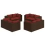 Set of 8-piece garden sofas and brown synthetic rattan cushions by vidaXL, Garden sets - Ref: Foro24-3101555, Price: 814,03 €...