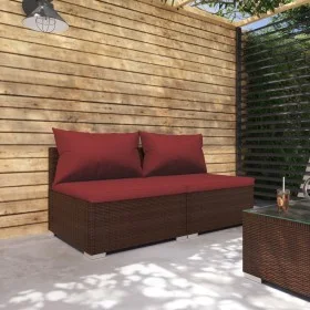 2-teiliges Gartenmöbel-Set und braune synthetische Rattankissen von vidaXL, Gartensets - Ref: Foro24-3101395, Preis: 175,64 €...