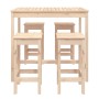Set de mesa y taburetes altos jardín 5 pzas madera maciza pino