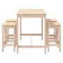 Set de mesa y taburetes altos jardín 5 pzas madera maciza pino