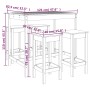 Set de mesa y taburetes altos jardín 5 pzas madera maciza pino