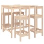Mesa y taburetes altos jardín 5 piezas madera maciza de pino