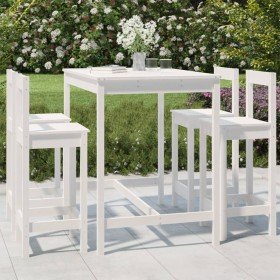 Set de mesa y taburetes altos jardín 5 pzas madera pino blanco