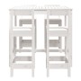 Set de mesa y taburetes altos jardín 5 pzas madera pino blanco