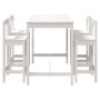 Set de mesa y taburetes altos jardín 5 pzas madera pino blanco