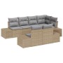 Conjunto de sofá de jardín 7 pcs beige y gris Poliratán