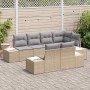 Conjunto de sofá de jardín 7 pcs beige y gris Poliratán