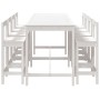 Mesa y taburetes altos jardín 9 pzas madera maciza pino blanco