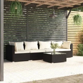 5-piece garden sofa set with black synthetic rattan cushions by vidaXL, Garden sets - Ref: Foro24-3101431, Price: 414,96 €, D...