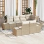 Conjunto de sofá de jardín 7 pcs beige y crema Poliratán