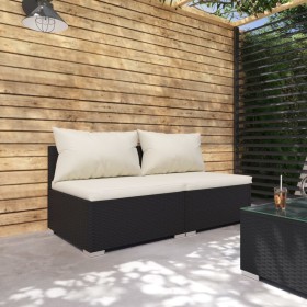 2-piece garden furniture set and black synthetic rattan cushions by vidaXL, Garden sets - Ref: Foro24-3101391, Price: 179,58 ...