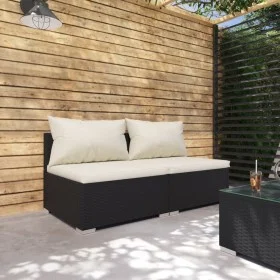 2-piece garden furniture set and black synthetic rattan cushions by vidaXL, Garden sets - Ref: Foro24-3101391, Price: 171,51 ...