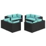 8-teiliges Gartenmöbel-Set und schwarze synthetische Rattankissen von vidaXL, Gartensets - Ref: Foro24-3101553, Preis: 910,38...