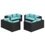 8-teiliges Gartenmöbel-Set und schwarze synthetische Rattankissen von vidaXL, Gartensets - Ref: Foro24-3101553, Preis: 946,55...