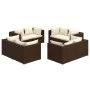 Set muebles de jardín 8 piezas y cojines ratán sintético marrón de vidaXL, Conjuntos de jardín - Ref: Foro24-3101554, Precio:...