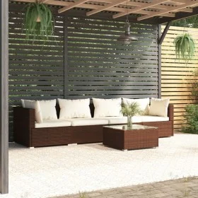 5-piece garden sofa set and brown synthetic rattan cushions by vidaXL, Garden sets - Ref: Foro24-3101434, Price: 397,13 €, Di...