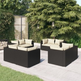 8-piece garden furniture set and black synthetic rattan cushions by vidaXL, Garden sets - Ref: Foro24-3101551, Price: 795,21 ...