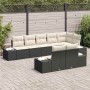 Conjunto de sofá de jardín 8 pcs Negro y crema Poliratán