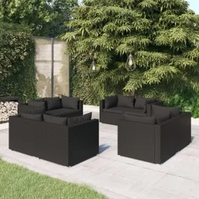 8-piece garden furniture set and black synthetic rattan cushions by vidaXL, Garden sets - Ref: Foro24-3101552, Price: 896,43 ...