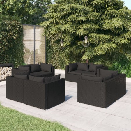 8-teiliges Gartenmöbel-Set und schwarze synthetische Rattankissen von vidaXL, Gartensets - Ref: Foro24-3101552, Preis: 912,41...