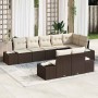Conjunto de sofá de jardín 8 pcs Marrón y crema Poliratán