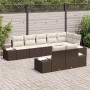 Conjunto de sofá de jardín 8 pcs Marrón y crema Poliratán