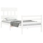 Weißer Massivholzbettrahmen mit Kopfteil 100x200 cm von vidaXL, Betten und Lattenroste - Ref: Foro24-3195147, Preis: 103,08 €...
