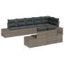 Conjunto de sofá de jardín con cojín 8 pcs Gris Poliratán