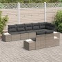 Conjunto de sofá de jardín con cojín 8 pcs Gris Poliratán