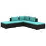 5-teiliges Gartenmöbel-Set und schwarze synthetische Rattankissen von vidaXL, Gartensets - Ref: Foro24-3101609, Preis: 476,44...
