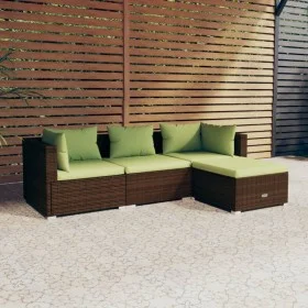 4-teiliges Gartenmöbel-Set und braune synthetische Rattankissen von vidaXL, Gartensets - Ref: Foro24-3101644, Preis: 398,34 €...